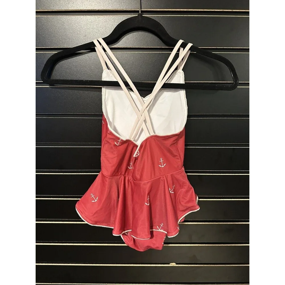 Morgan Skirted One Piece - Red White Anchor Size 6Y NWOT
